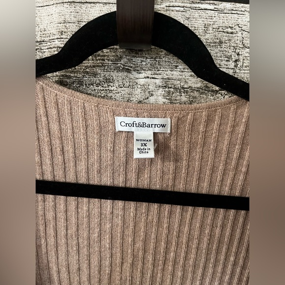 Croft & Barrow ribbed knit open cardigan, oatmeal tan color, sz 3X - Picture 3 of 3